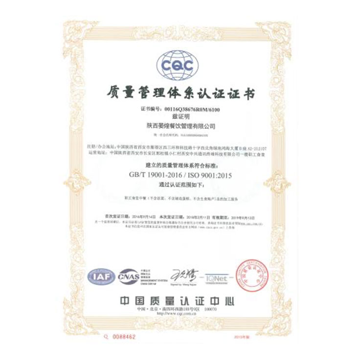 ISO9001質量管理體(tǐ)系認證